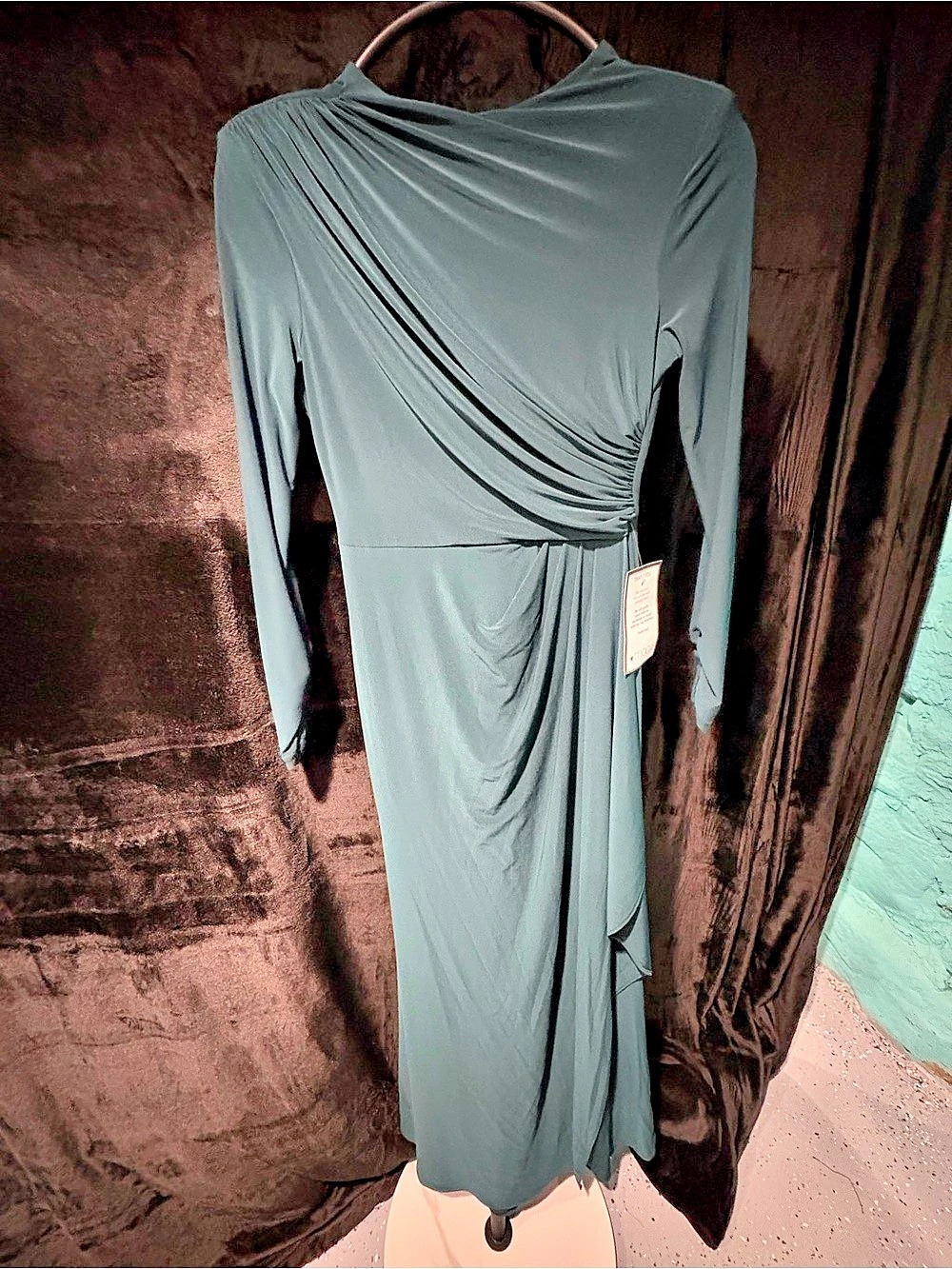 Betsy & Adam Draped Maxi Dress in Green Size 10